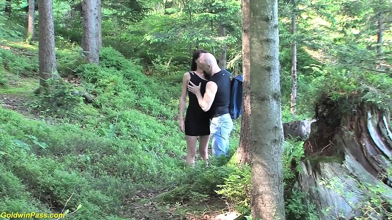 Horny German couple fucks wild in the forest