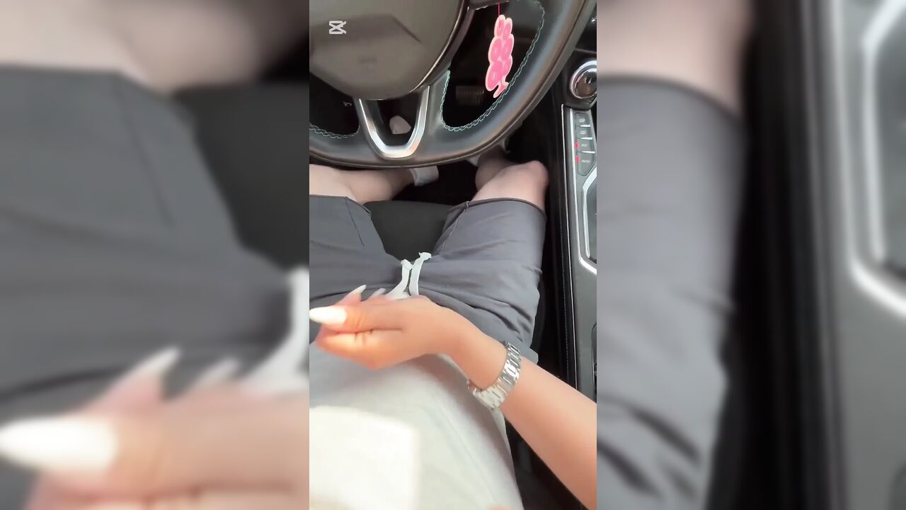 My Girlfriend Jerks Me off in the Car Then Masturbates