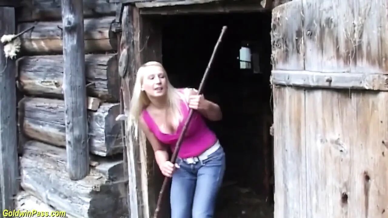 Blonde German teen rough big cock anal fucked in the mountains