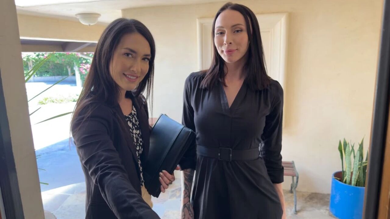 Two Gorgeous Realtors Drop to Knees for Double BJ & Threesome... Then Get Bad News
