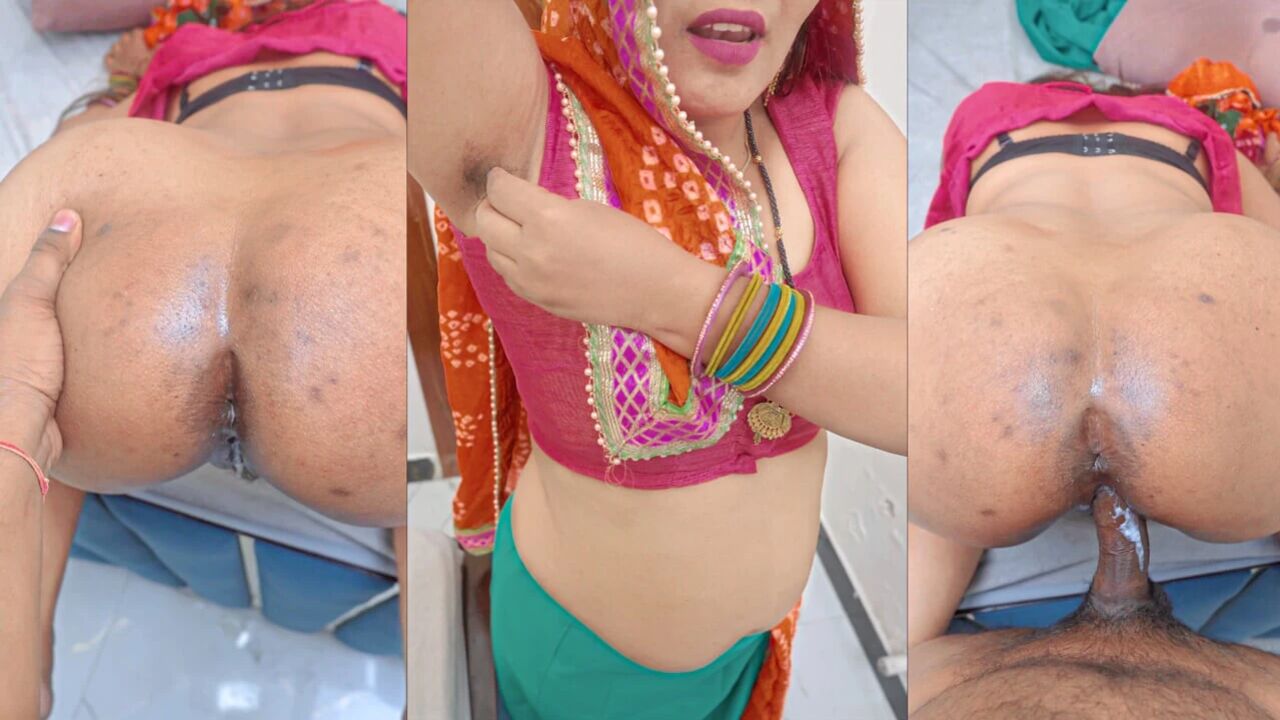 Huge Ass Desi Village Chachi Fucks with Bhatija after Shaving Hairy Pussy in Extreme Close-up Asshole View..