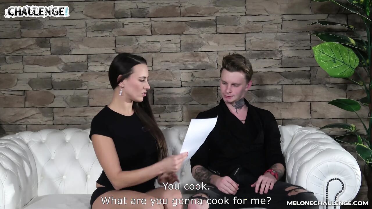 Tattoed young man try his best to satisfy Mea Melone