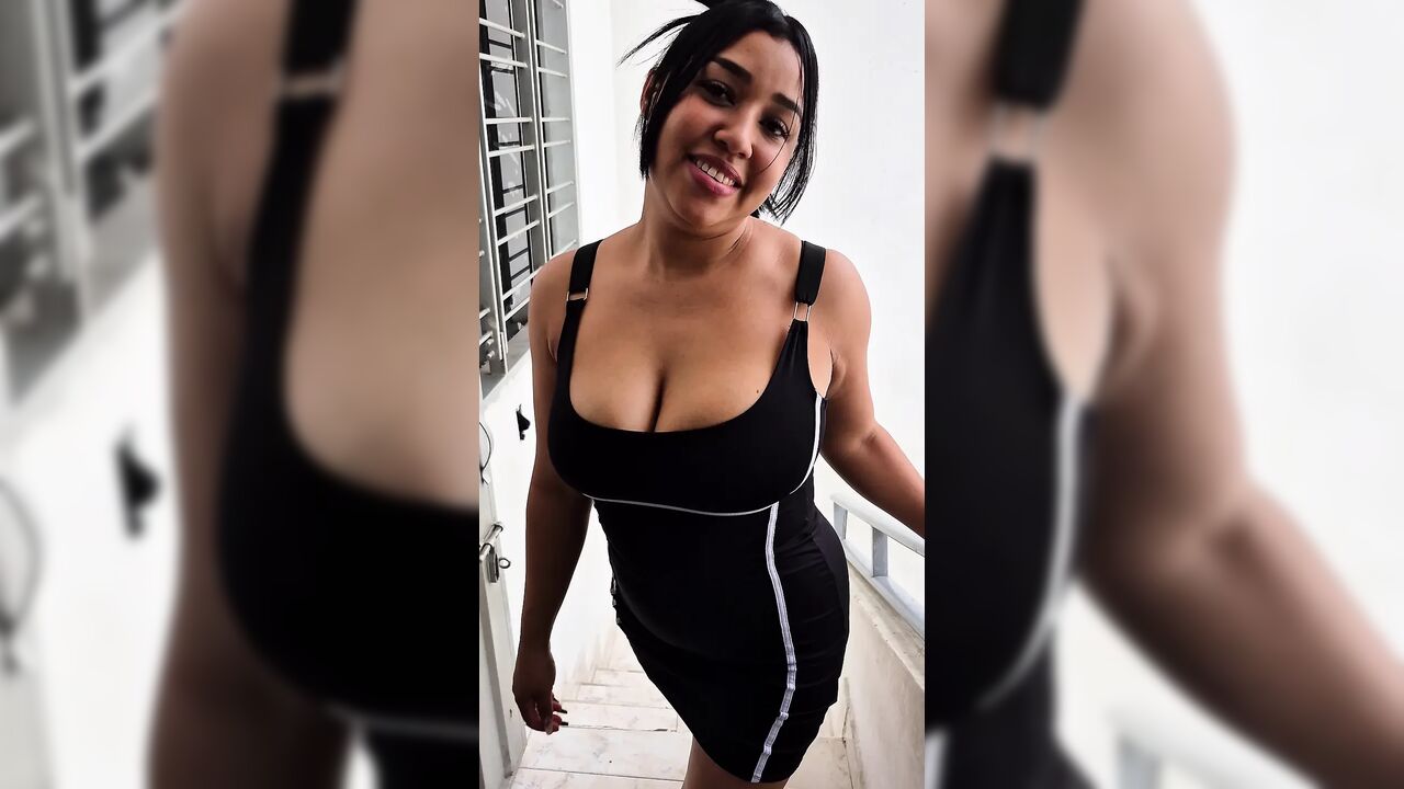 She Tells Me, "let's Fuck, I'm Really in the Mood!" Brunette in a Slutty Dress