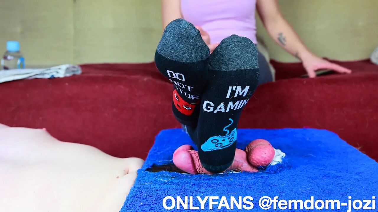 Cockbox CBT and Cock Trampling While I'm Playing with My Smartphone, Femdom Jozi Ballbusting