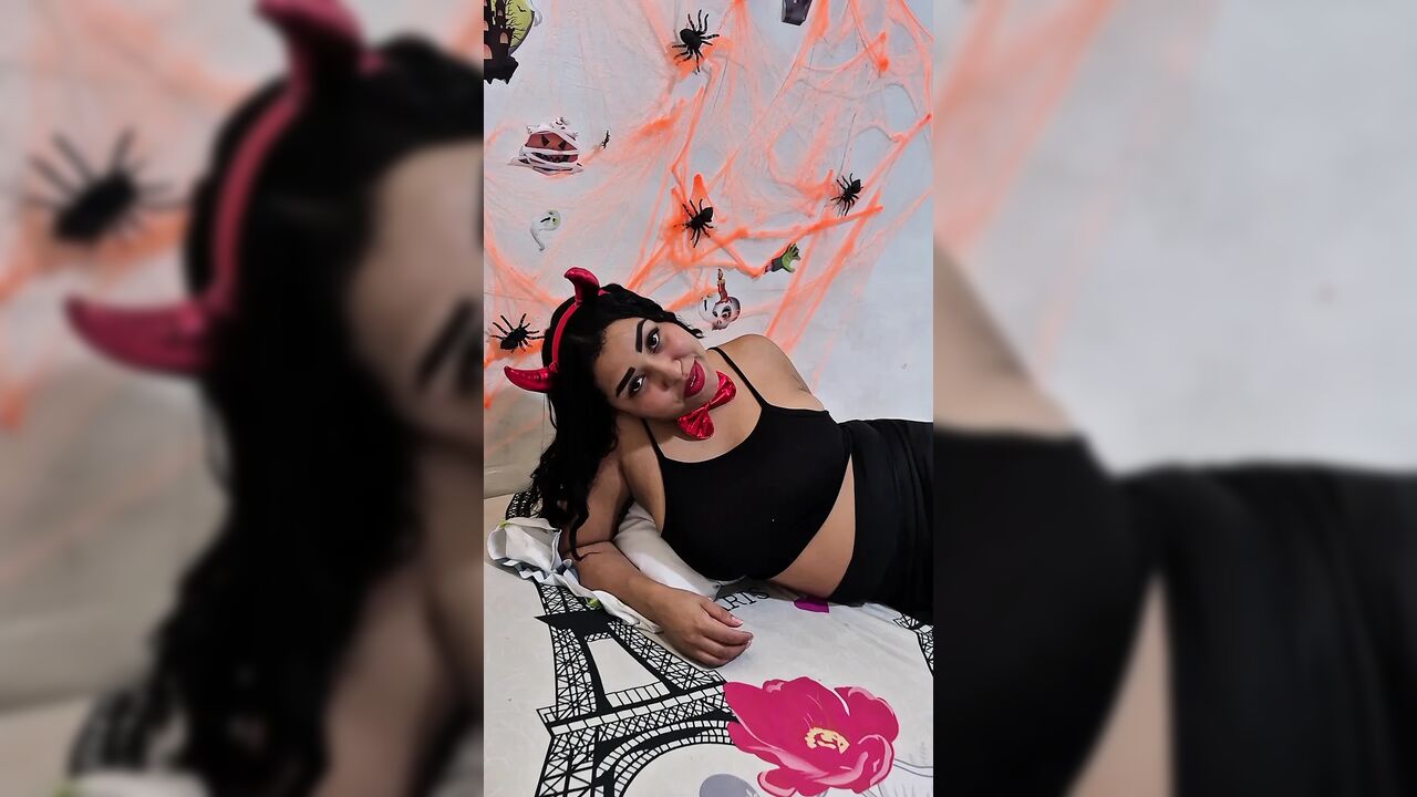 My Girlfriend Dressed in Devils for Halloween Sucks My Big Cock and Then We Fuck.