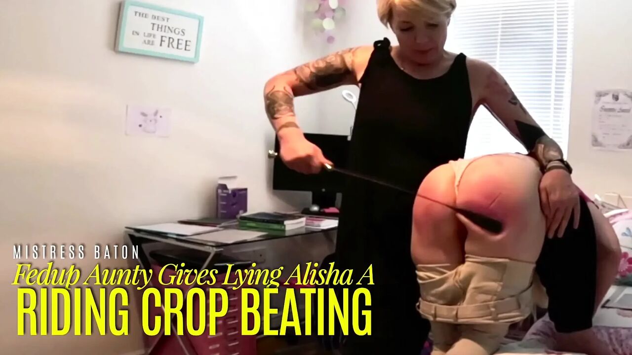 Fedup Aunty Gives Lying Alisha a Riding Crop Beating