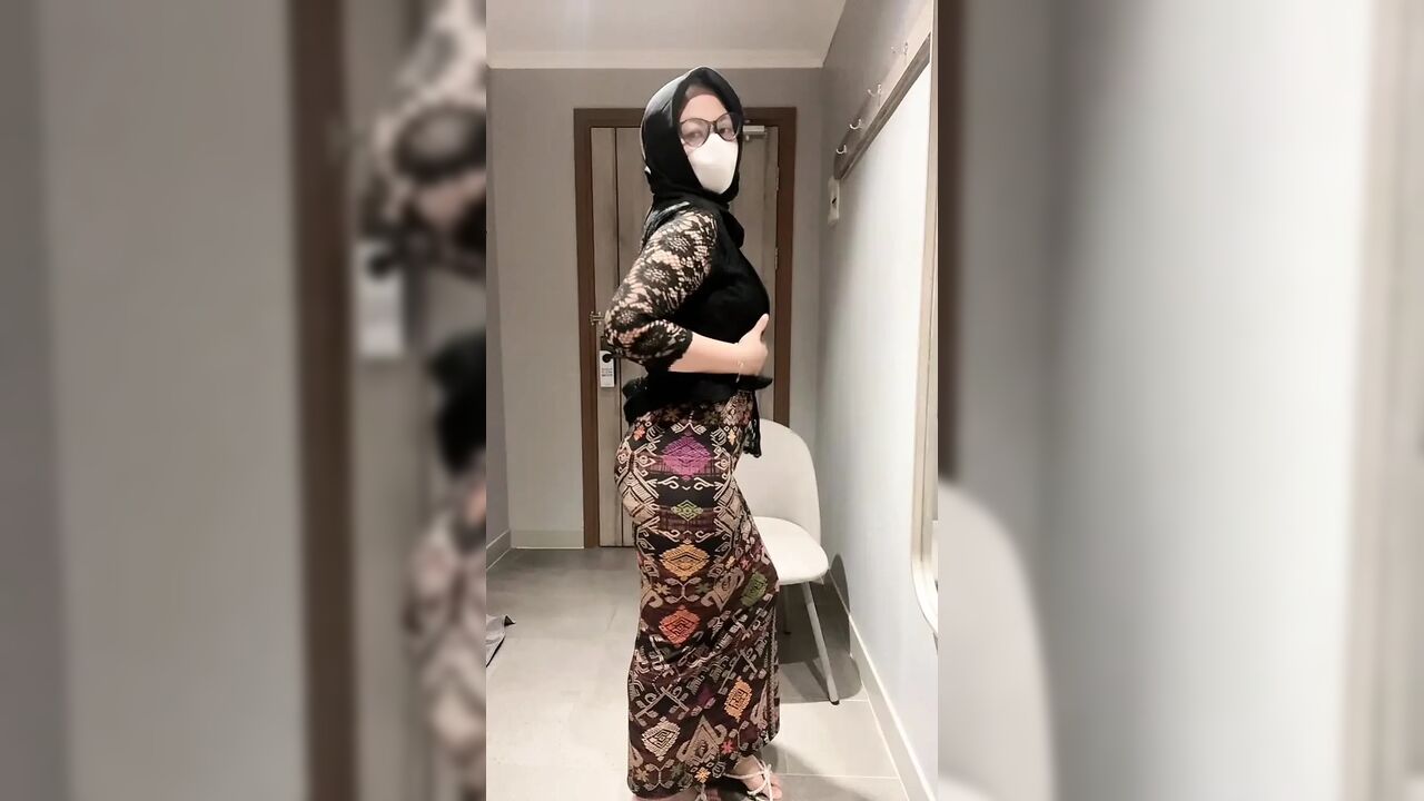 Narrow pussy of my lover's black kebaya