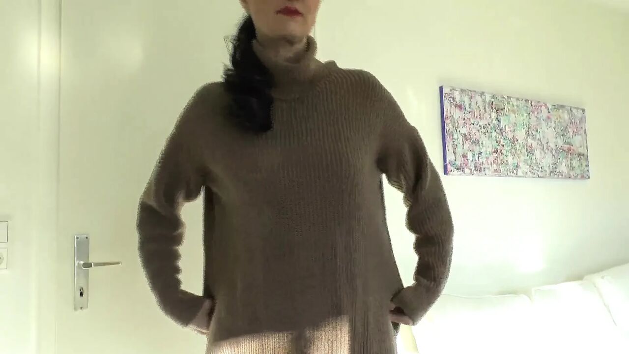 Cum on My Sweater! Lady Victoria Valente in a Thick Turtleneck Sweater