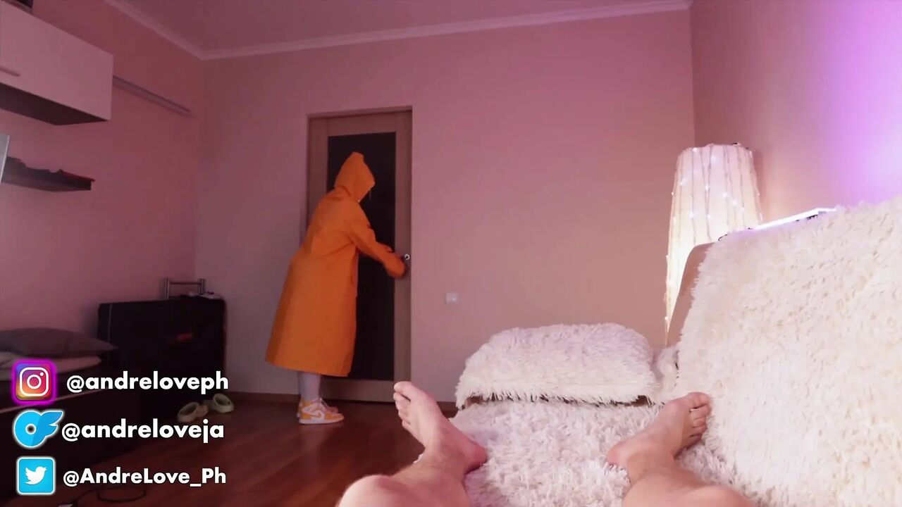 Girl in Yellow Raincoat Gets Her Tight Pussy Fucked Hard Andre Love [4k]