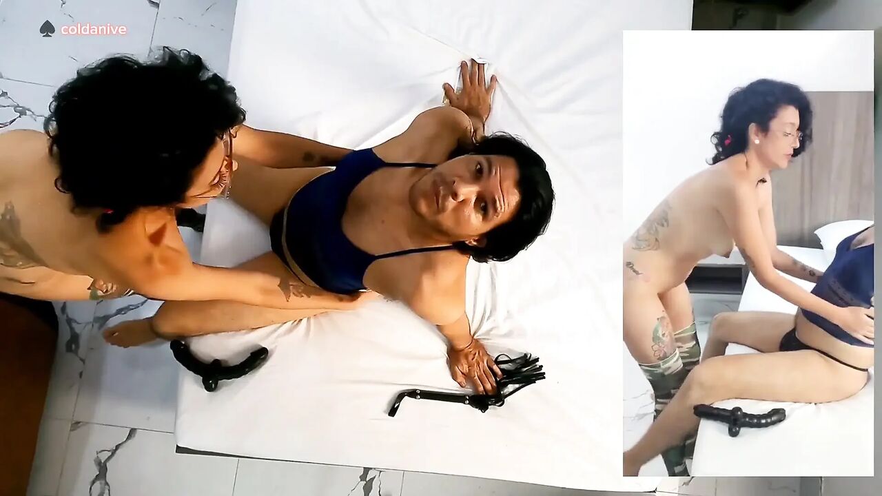 Woman Fucks Her Boyfriend with a Double Ended Dildo and Then Licks His Cum After Fucking Me