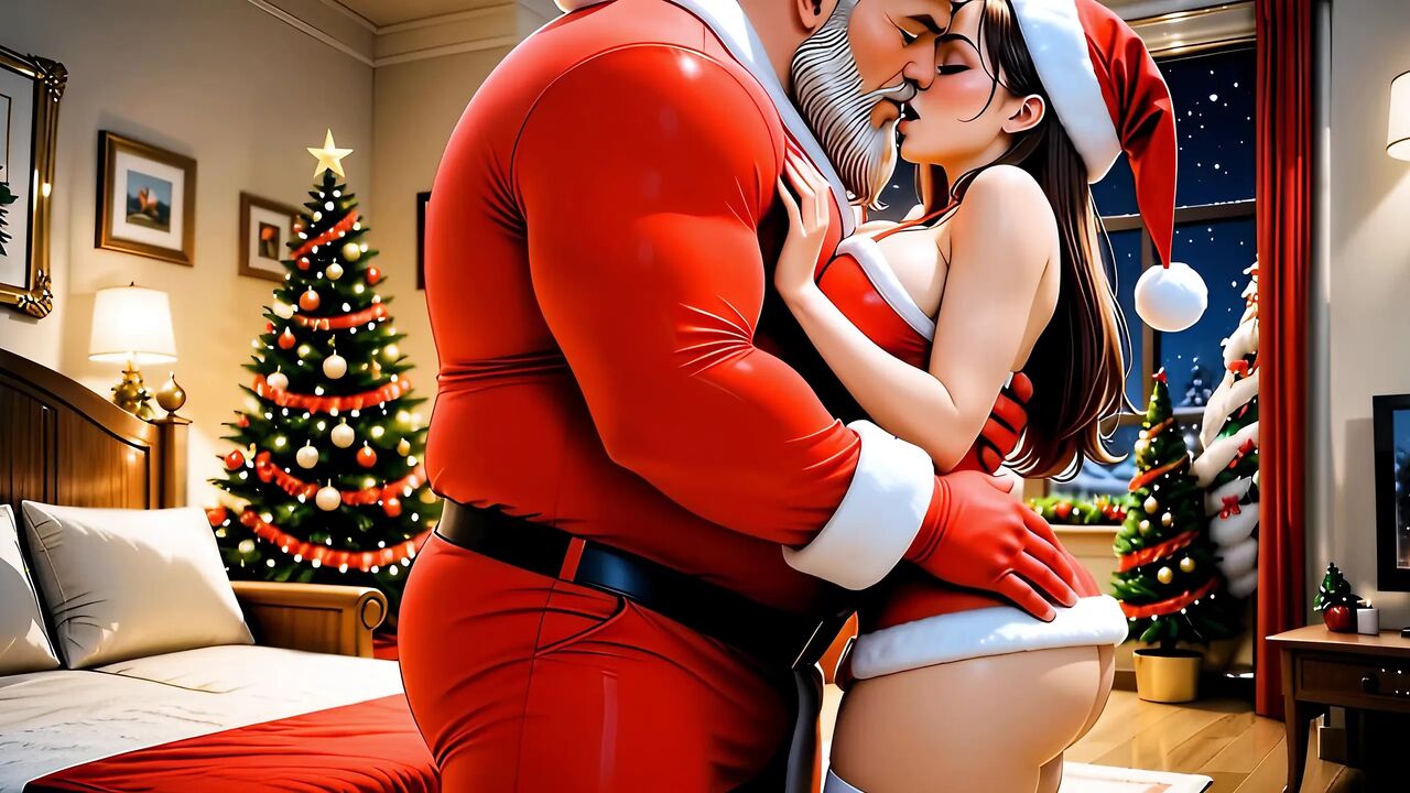 AI CARTOON - Mrs. Claus wants to taste a young cock while Santa Claus distributes the presents