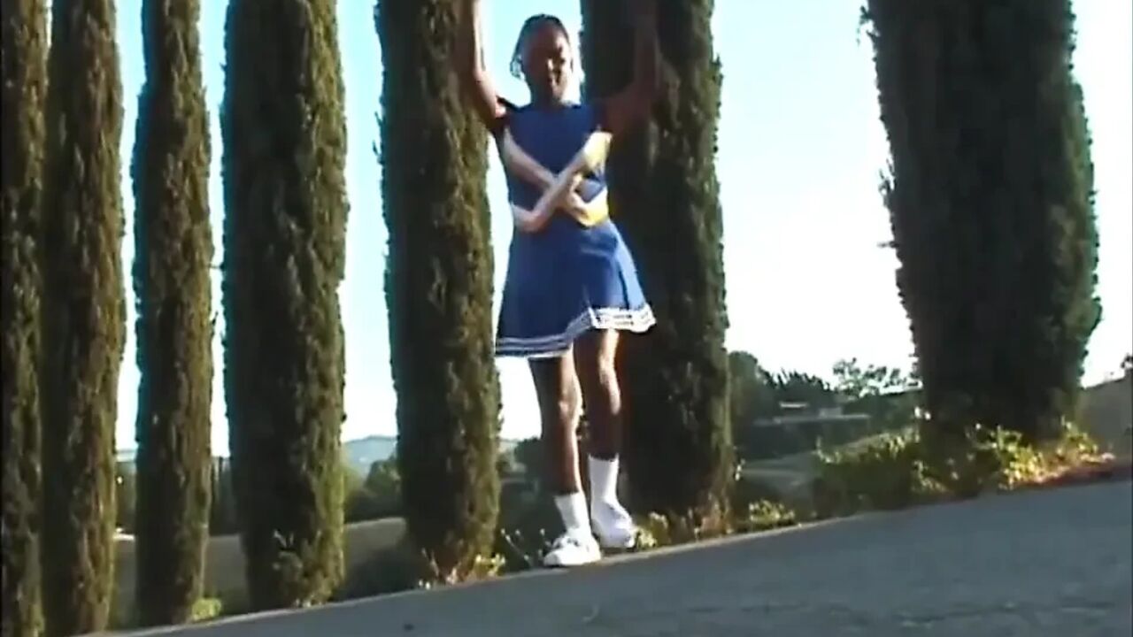 Huge boobs ebony cheerleader fucks with two guys