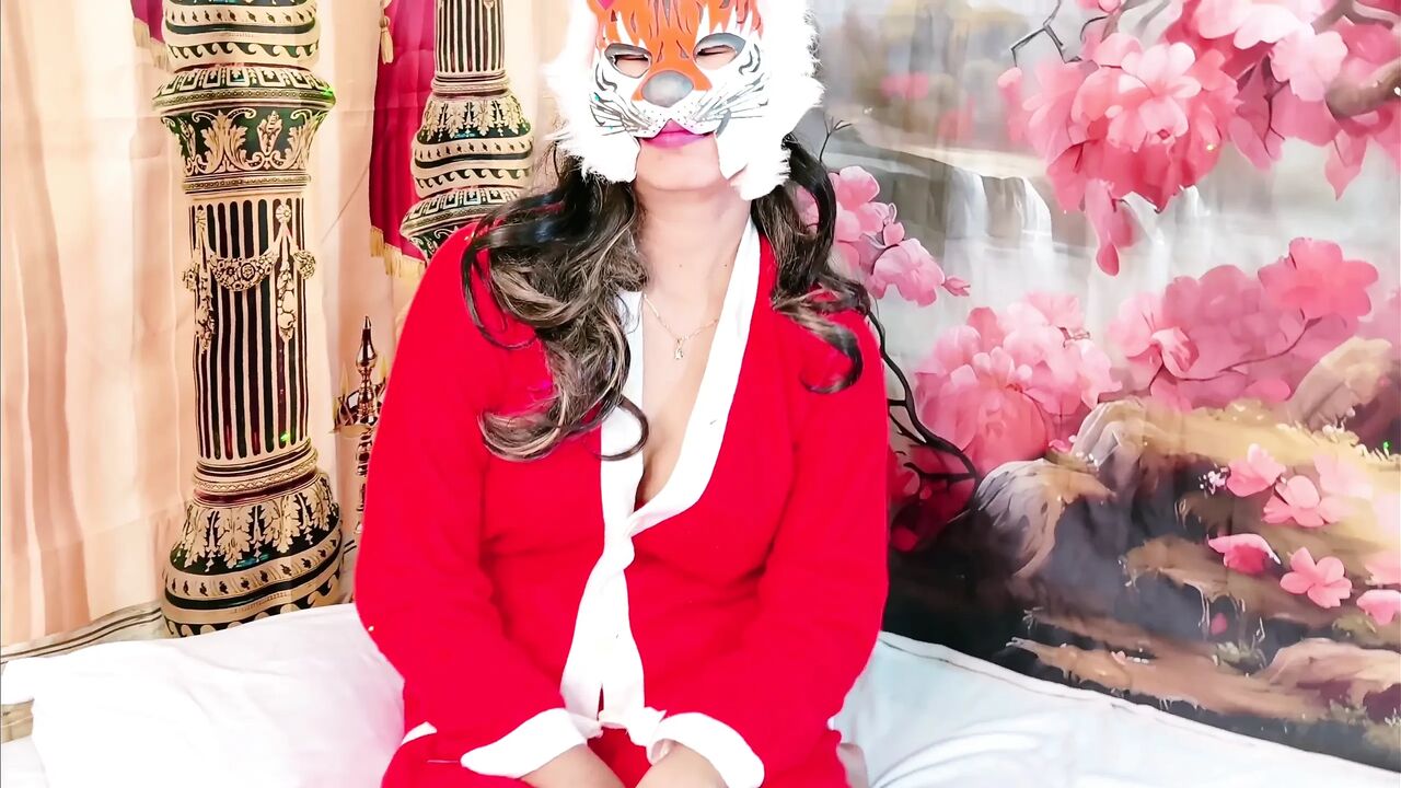 Red Dress Naughty Mood Christmas Celebration After Dark Nepali Village Beauty Lady Santa Get's Creampie