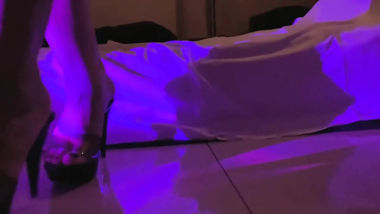 Latex Sexy Short Dress and High Heels Stripping Seducing