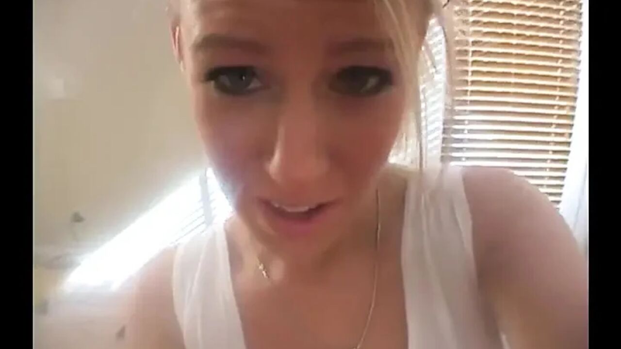 Sexy blonde gives awesome footjob with dildo