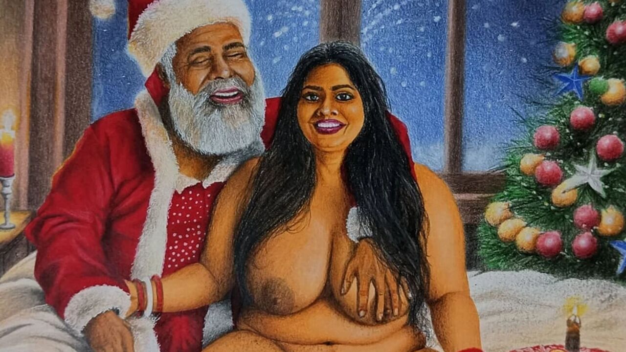 Desi Huge Boobs Bhabi Secretly Fucking with Naughty Santa on the Christmas Eve