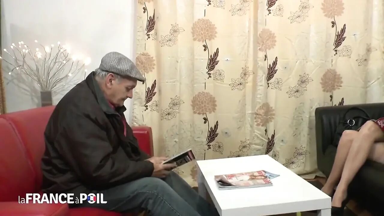 Horny Brunette Fucks Old Man in Waiting Room