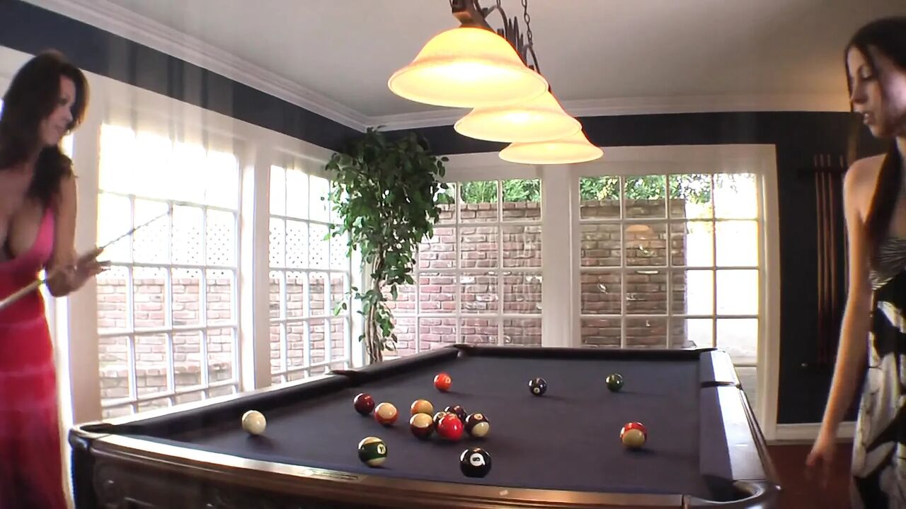 Horny Girls Do It on the Pool Table with a Dildo