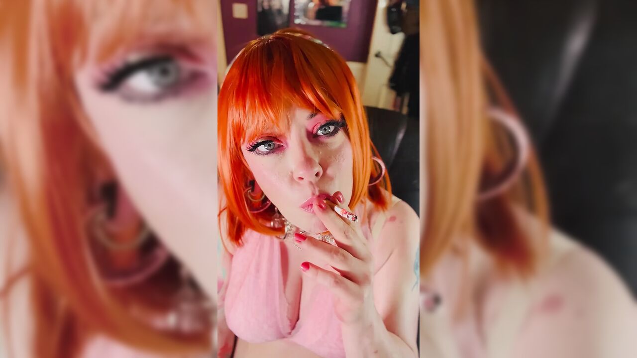 Ginger Tart Tina Snua Smokes A Cork Cigarette - OMI Snap Inhales Drifting Drifts Smoking