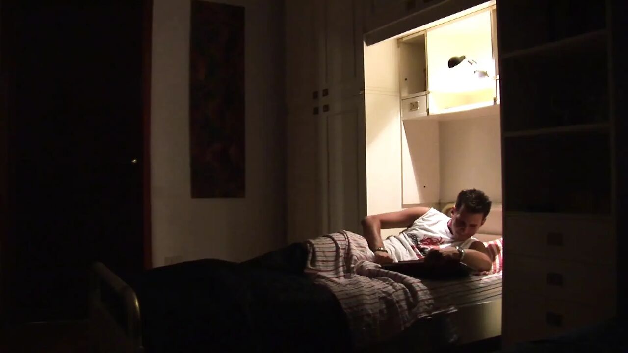 Nasty Milf spies her wanker stepson jerking off his cock and gets off