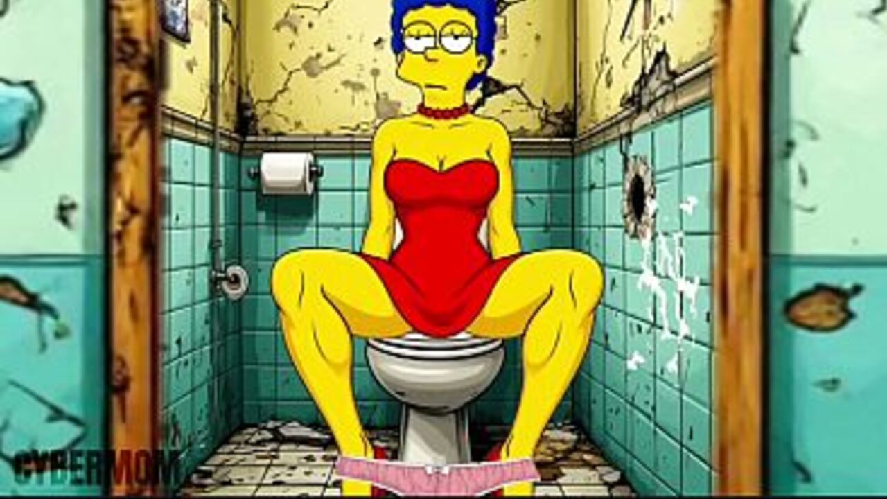 Married Housewife Gets Fucked In A Public Dirty Restroom. Cartoon. Simpsons Parody. Gloryhole