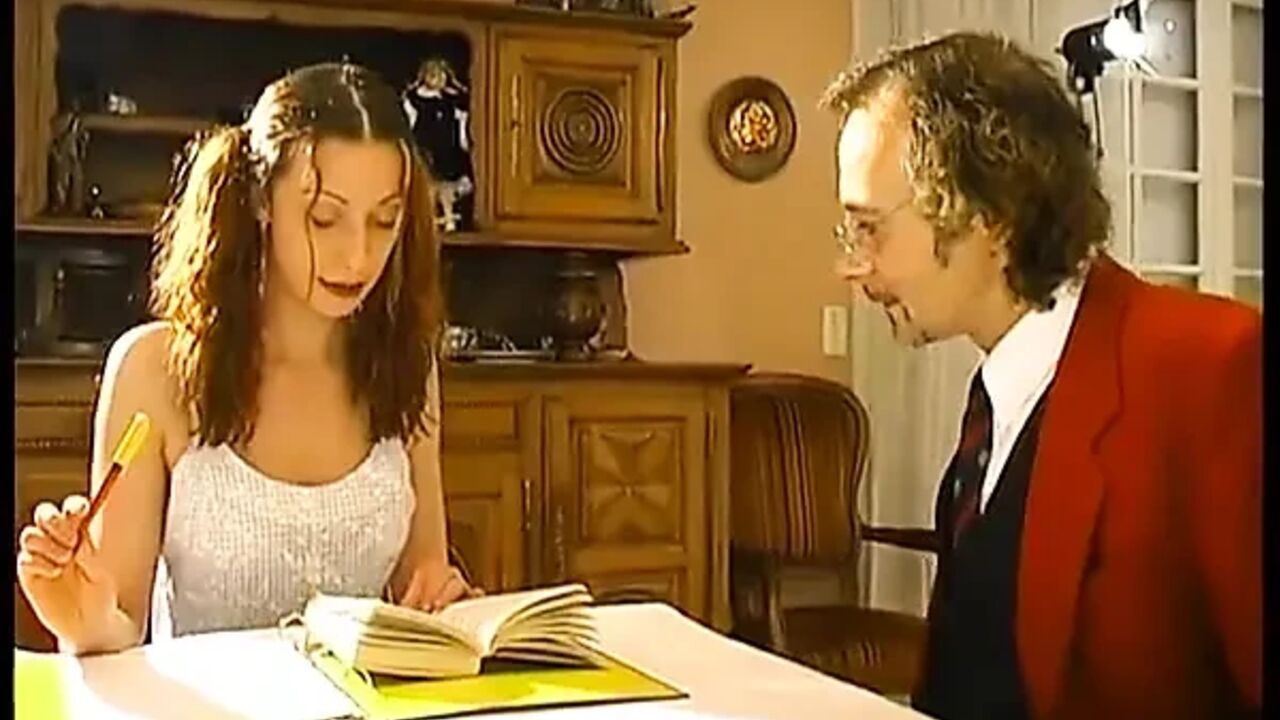 A French Teacher and His Colleague Is Banging Angle a Little Student.