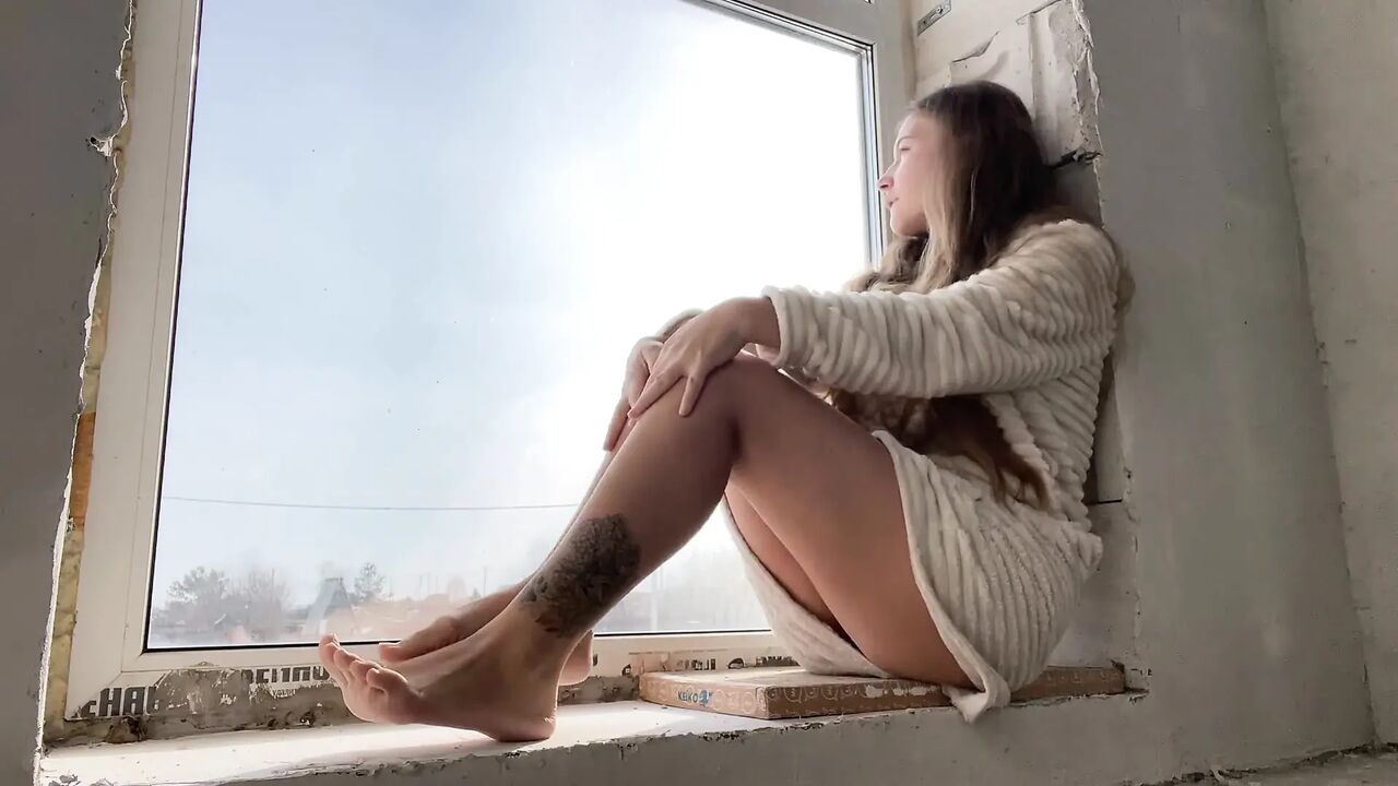 Passersby Temptation. Masturbation of Wet Pussy by the Window