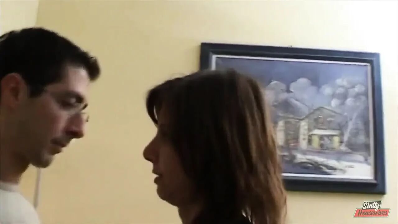 Hot brunette gives blowjob and fucked hard