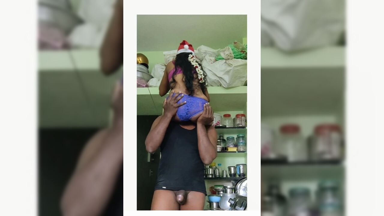 Hot Indian couples enjoying in kitchen
