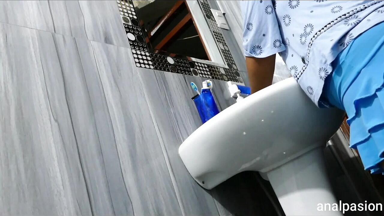 Cheating Wife Is Fucked in the Ass in Public Bathroom by Lover - Cuckold Husband Does Not Know