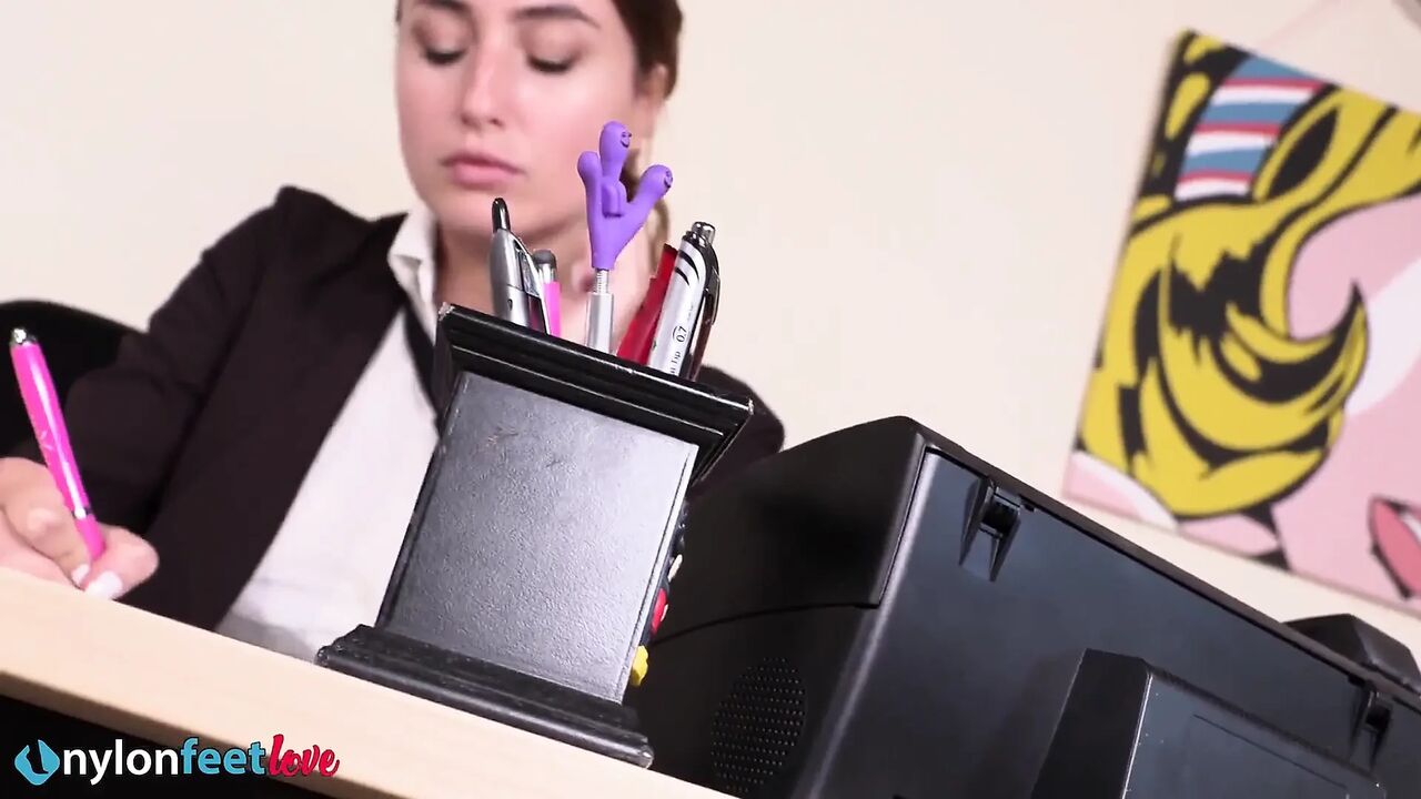 Horny Office Secretary Used Her Delectable Feet to Tease and Seduce