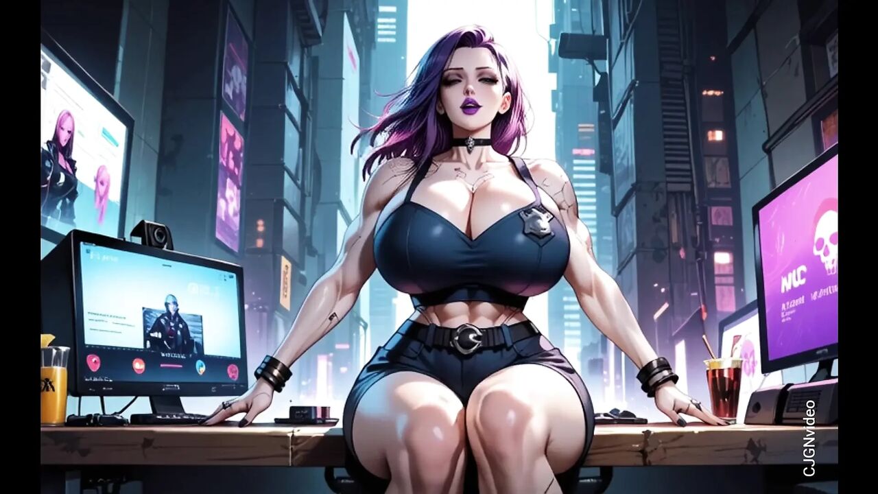 Cyberpunk police woman undress (Ai animation)