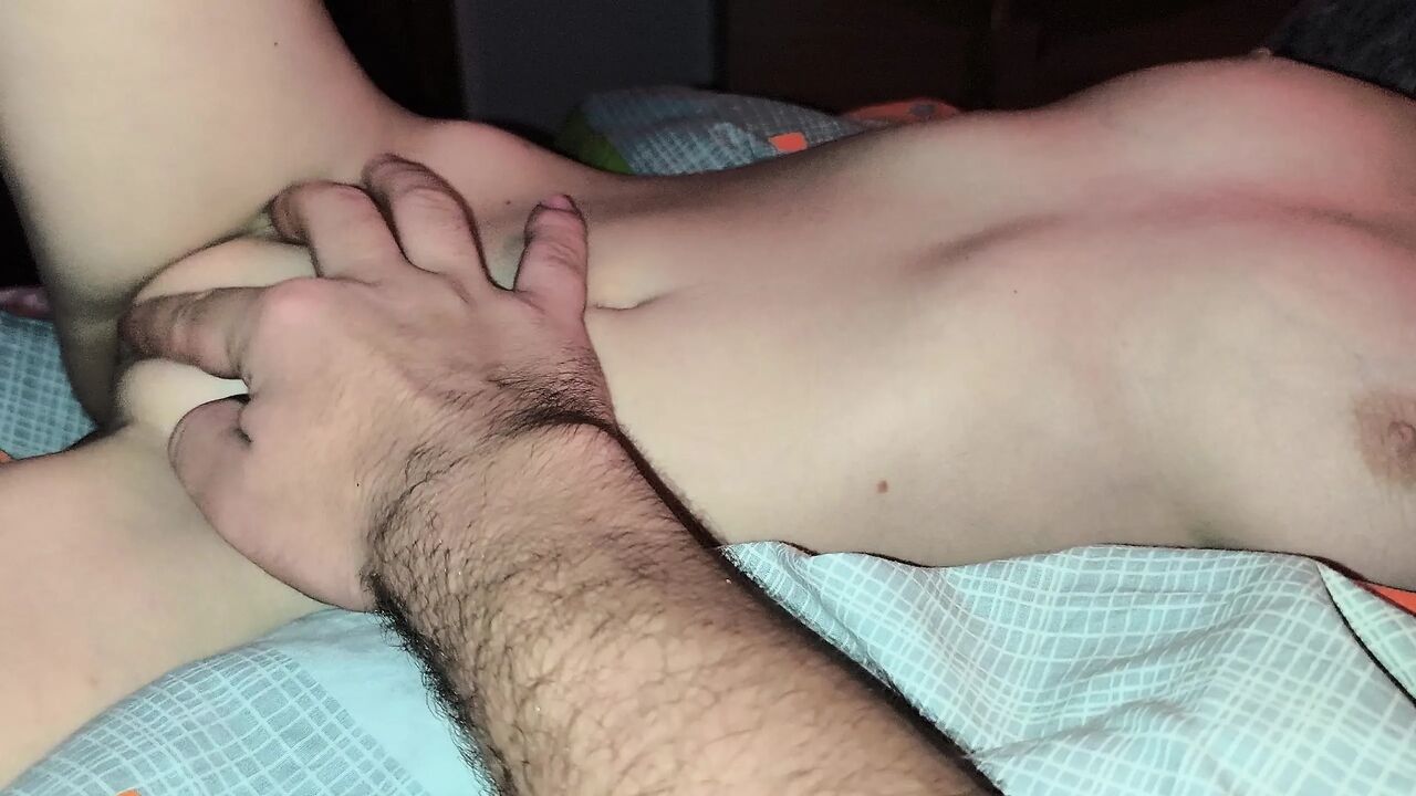 I help my stepsister! Tight pussy masturbation and tit massage