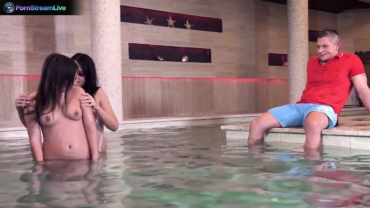Aida Sweet and her best friend awesome threesome sex at the pool