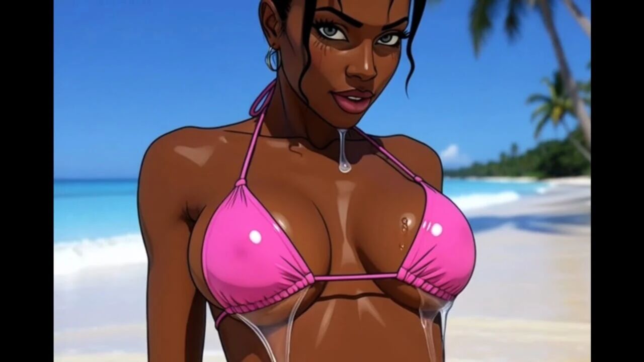 Beach Slutty: Sexy African Girl Enjoys Life on a Paradise Beach and Unexpectedly Meets a Lustful White Guy
