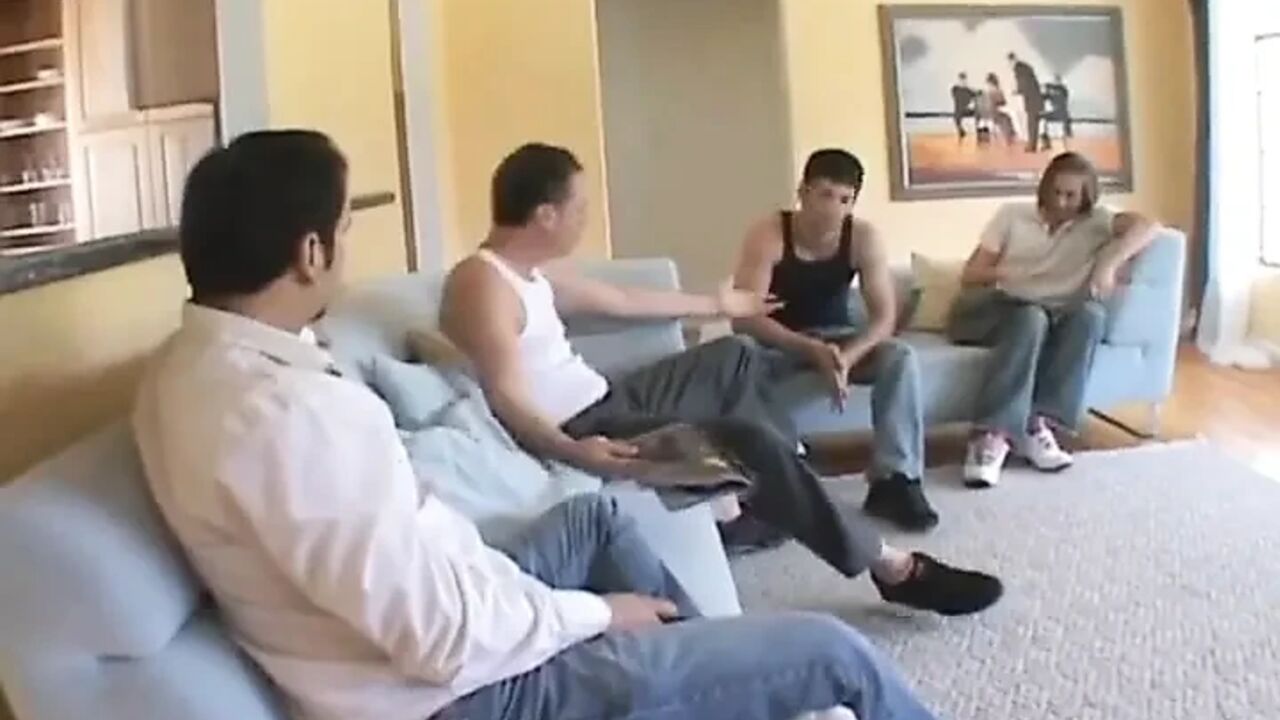 Horny Teen Girl Gets Three Hard Cocks to Play with Them
