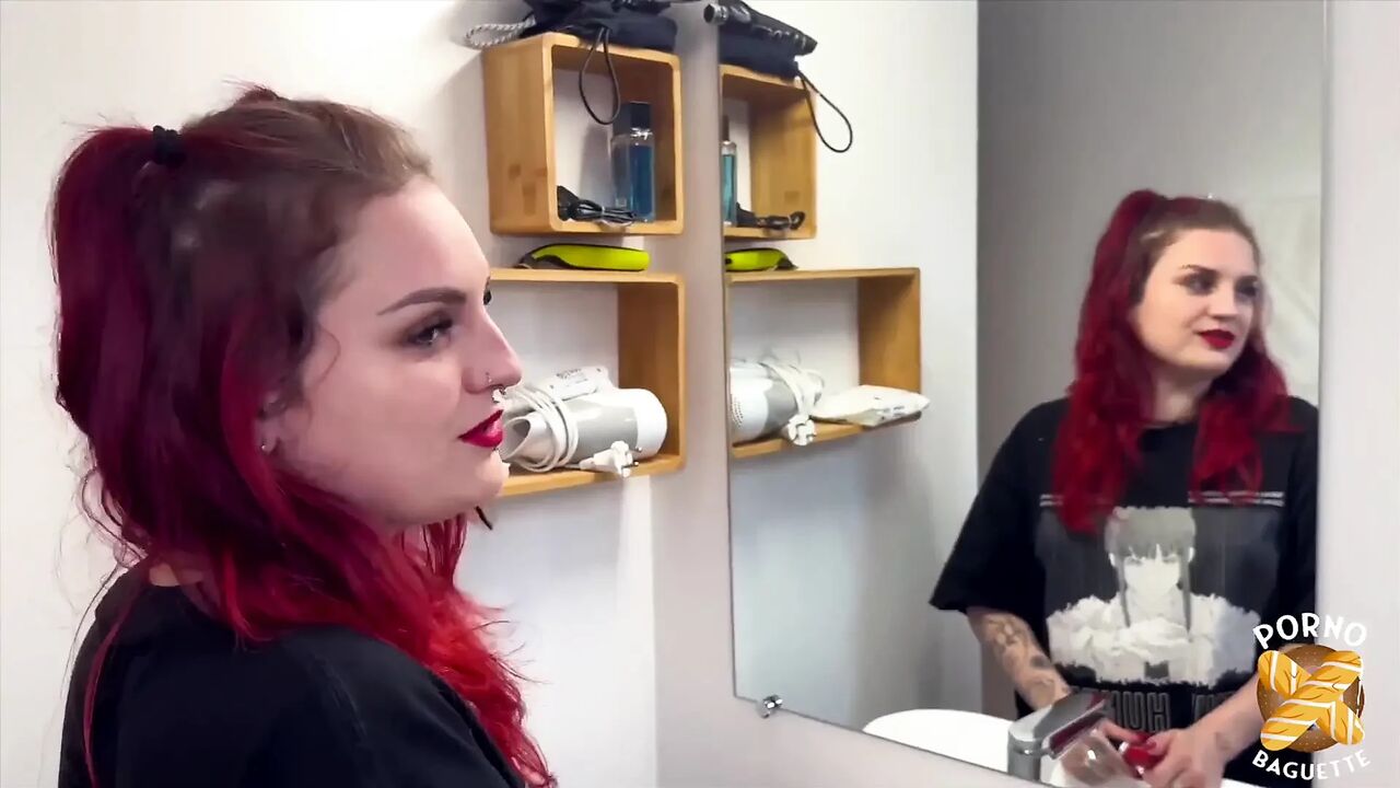 Trixy, Hot Readhead, Gets Banged by Two Cocks