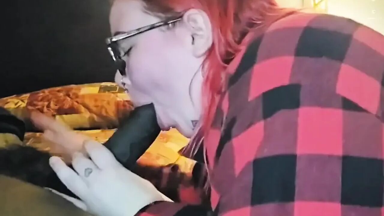 Redhead Aubrey Bigbabe304 Slobbers on a Big Fat Black Cock