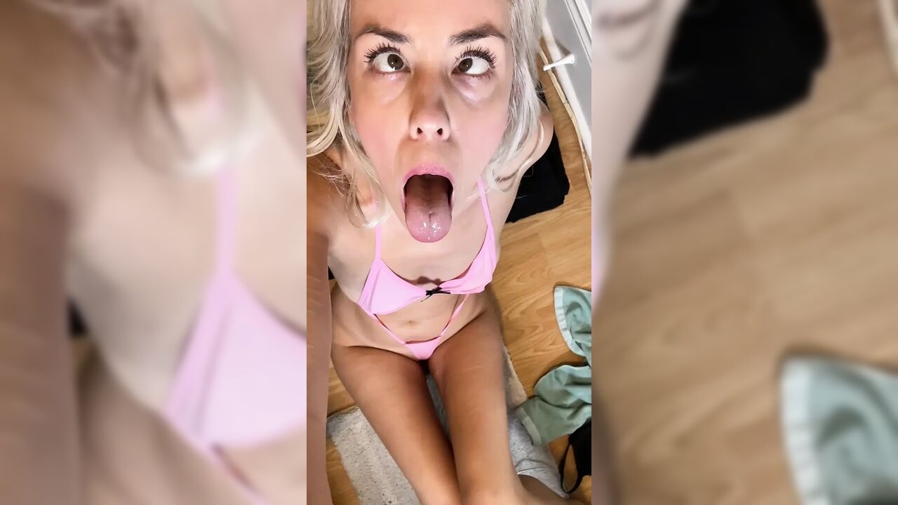 Gorgeous Blonde MILF Rides Huge Dildo with her Ass