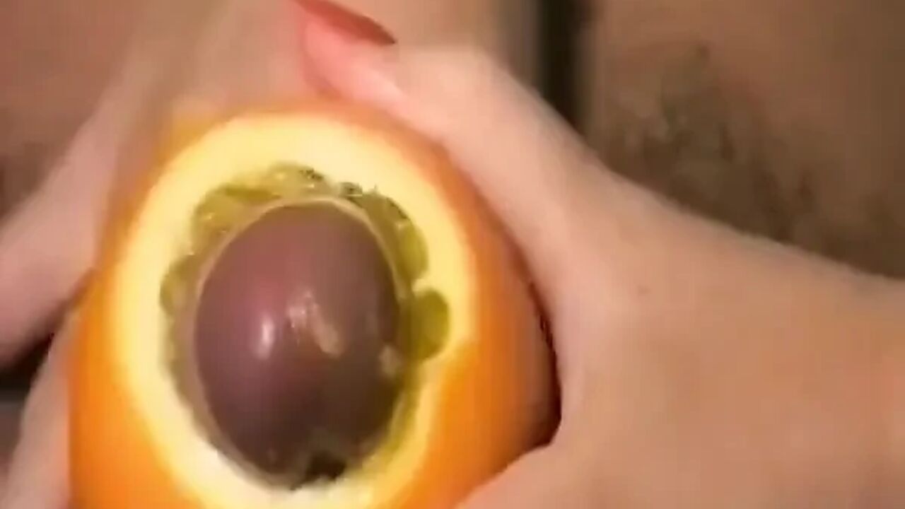 German Babe Likes the Taste of Cum From the Orange