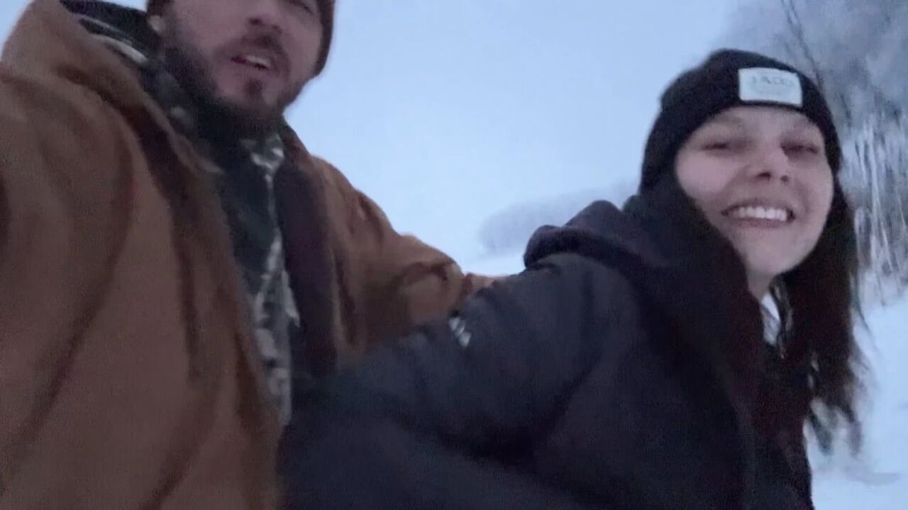 Outdoor Girl Almost Caught getting Dick Hard in the Snow