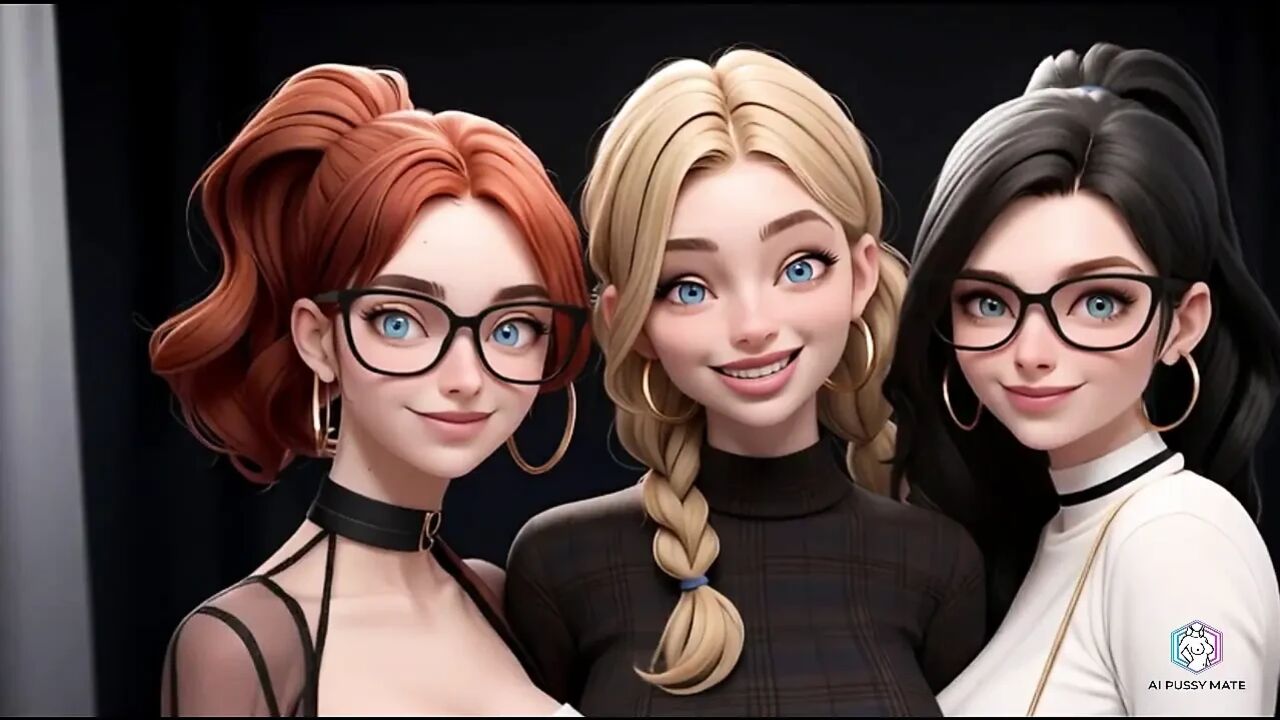 Three hot students are relaxing in an adult way (AI generated)