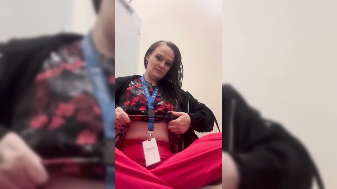 Naughty Nurse Squirts in Public Washroom