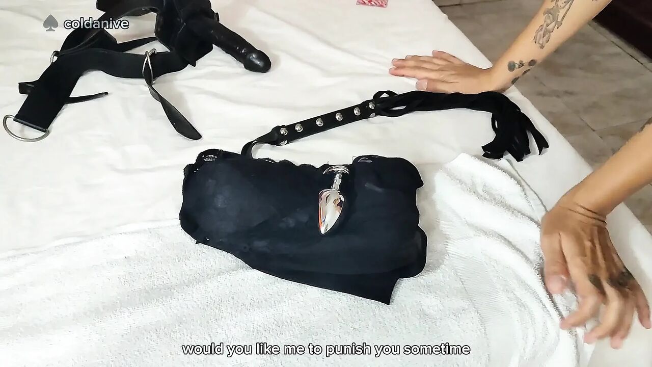 Watch as I Fuck My Boyfriend in the Ass I Make It My Bitchi Punish Him with My Belt and My Plastic Cock #part1