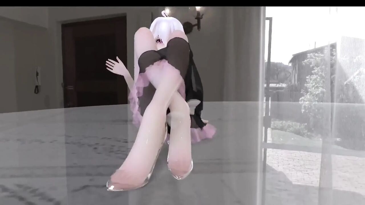 [mmd] 弱音chocolate Cream Black Stockings; Dress; Butt Plug; Anal Beads; Erotic Tattoos