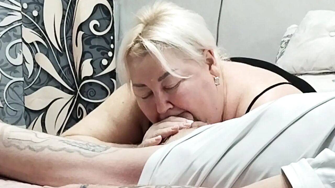 Mother-in-law caresses my cock with her mouth until I cum