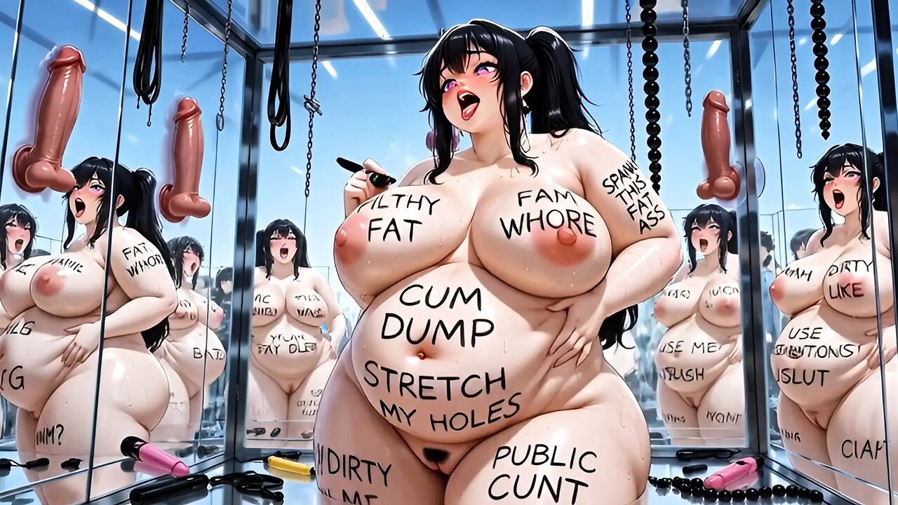Filthy Fat BBW Whore Dripping and Rubbing in Glass House Hentai