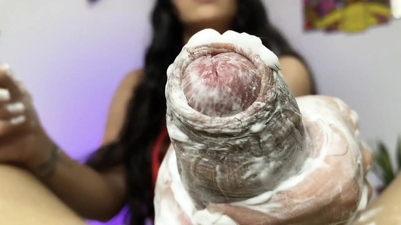 Latin MILF Shaves and Massages Her Stepson's Hard Cock - Spanish Porn