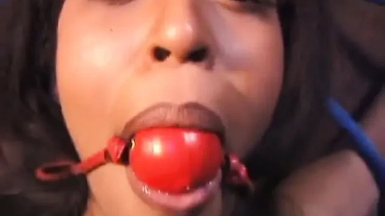 Hot girl gets tiny tits pinned while still gagged