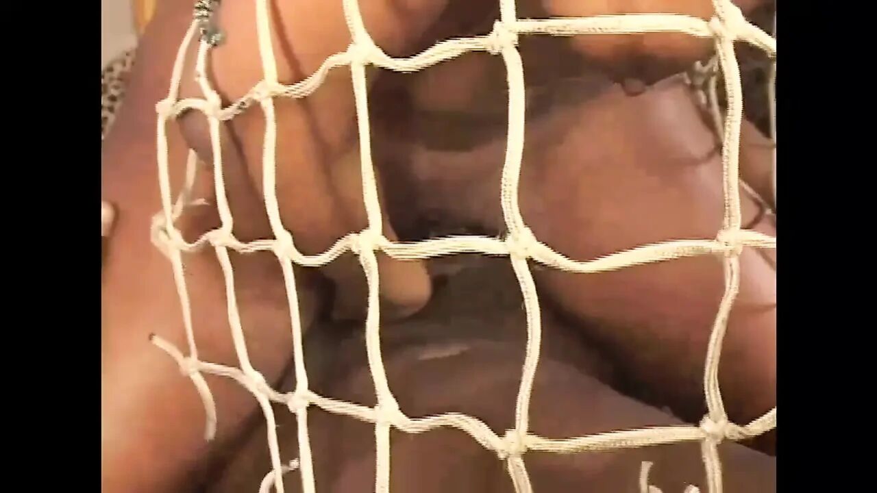 A Black Women with Net on Her Body Is Happy While She Fucked by Hard Block Cock